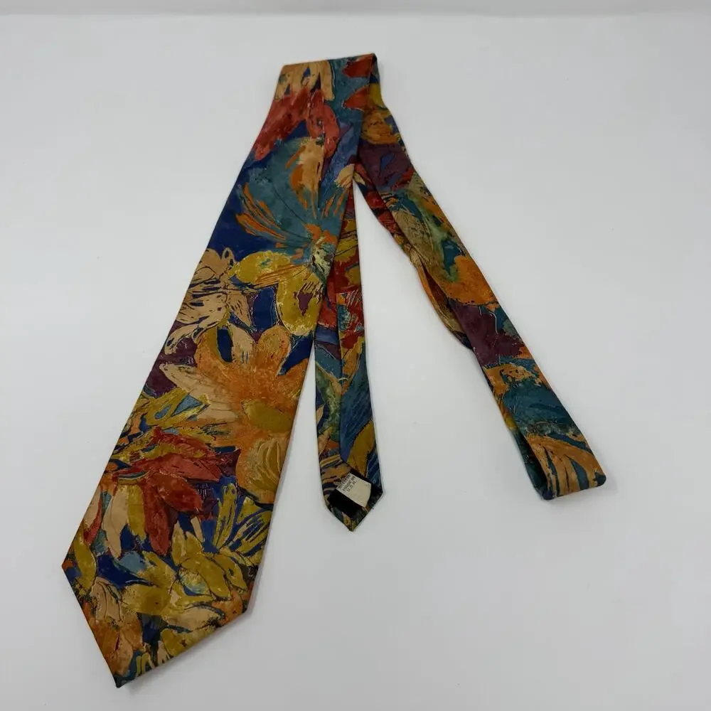Vintage Wembley 100% Silk Abstract Floral Necktie